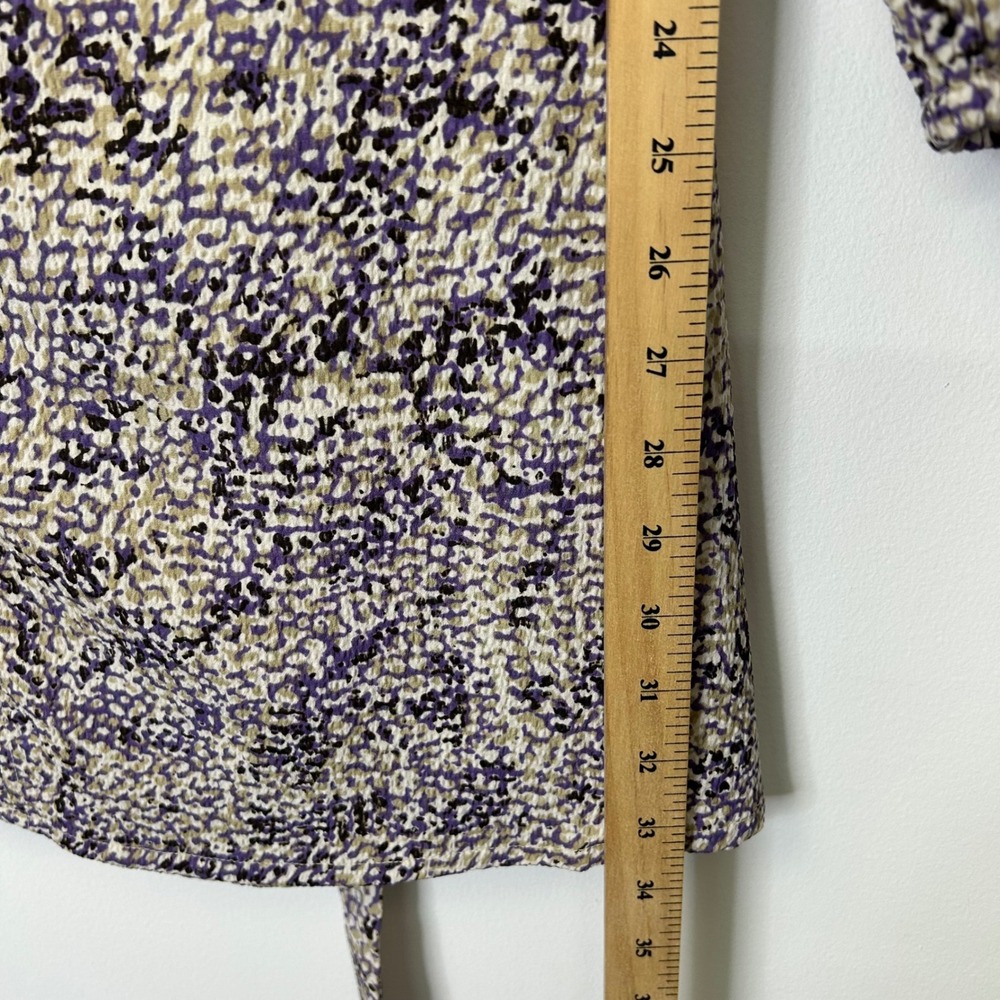 ICHI Ihacoto Long Sleeve Dress Women's 36 8 US Purple Print Tie Waist - Picture 8 of 11
